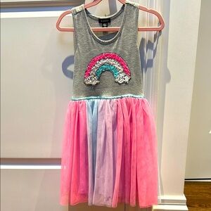 EUC Girls rainbow sequin tulle dress size 6